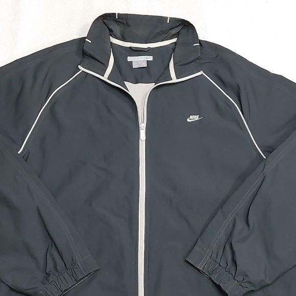 Vintage Y2K Nike Black Vented Lined Windbreaker Full-Zip Jacket Mens Size 2XL - Picture 2 of 8